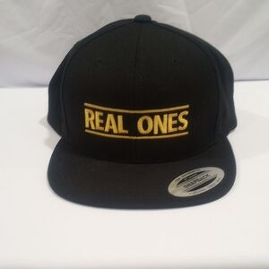 REAL ONES Pod Cast Cap Classic Black With Embroidered Logo.